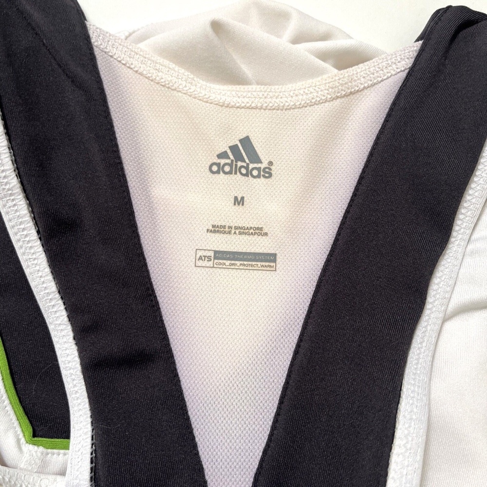Adidas White Black Green Trim Tank Top M Mesh Racerback Athletic Gym Shirt - Picture 6 of 8